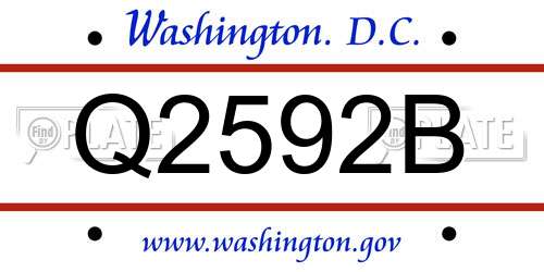 Q2592B District Of Columbia License Plate