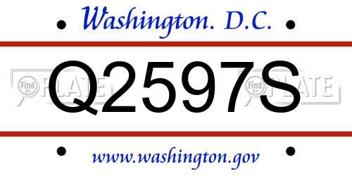 Q2597S District Of Columbia License Plate