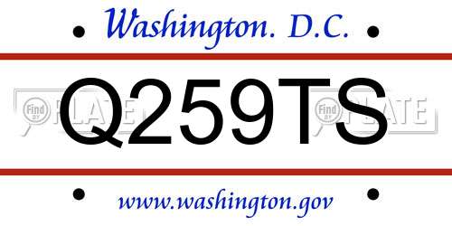 Q259TS District Of Columbia License Plate
