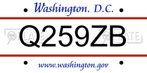 Q259ZB District Of Columbia License Plate