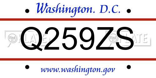 Q259ZS District Of Columbia License Plate