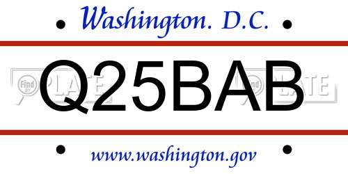 Q25BAB District Of Columbia License Plate
