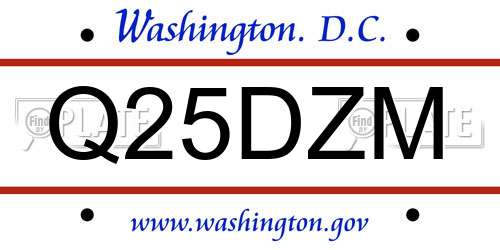 Q25DZM District Of Columbia License Plate