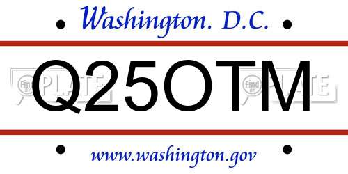 Q25OTM District Of Columbia License Plate