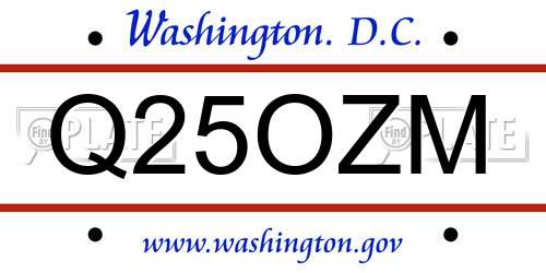 Q25OZM District Of Columbia License Plate