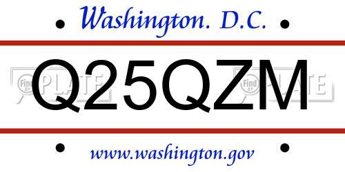 Q25QZM District Of Columbia License Plate