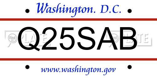 Q25SAB District Of Columbia License Plate