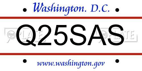 Q25SAS District Of Columbia License Plate
