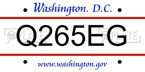 Q265EG District Of Columbia License Plate
