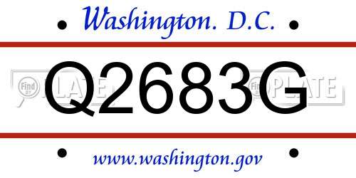 Q2683G District Of Columbia License Plate