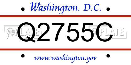Q2755C District Of Columbia License Plate