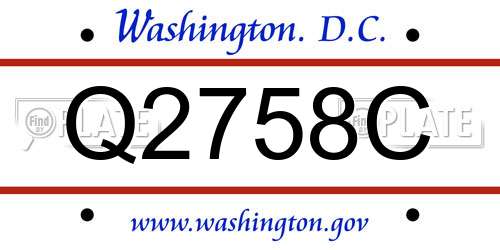 Q2758C District Of Columbia License Plate