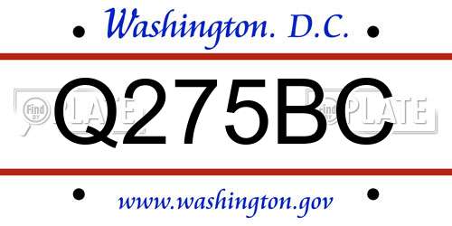 Q275BC District Of Columbia License Plate