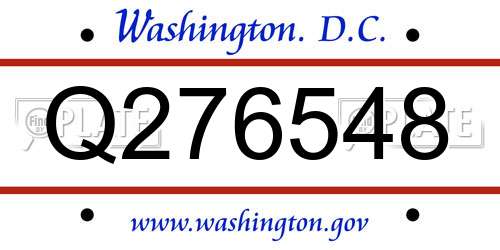 Q276548 District Of Columbia License Plate