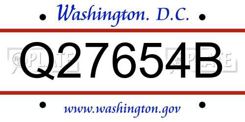 Q27654B District Of Columbia License Plate