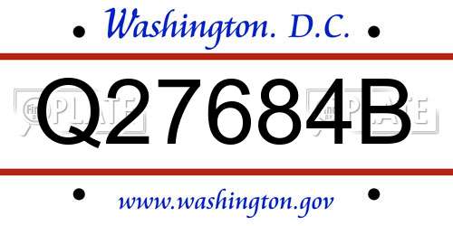 Q27684B District Of Columbia License Plate