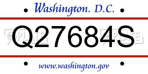 Q27684S District Of Columbia License Plate
