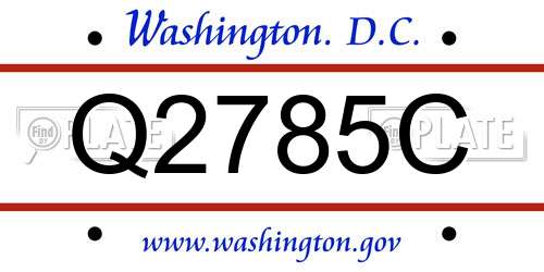 Q2785C District Of Columbia License Plate