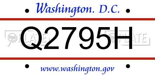 Q2795H District Of Columbia License Plate