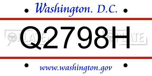 Q2798H District Of Columbia License Plate