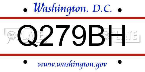 Q279BH District Of Columbia License Plate