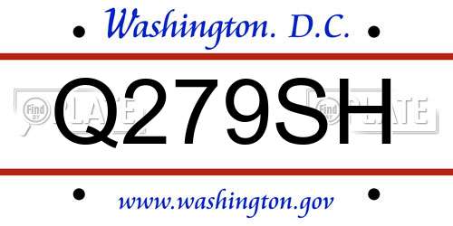 Q279SH District Of Columbia License Plate