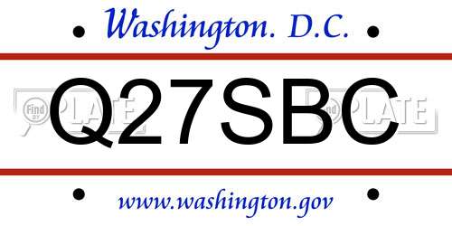 Q27SBC District Of Columbia License Plate
