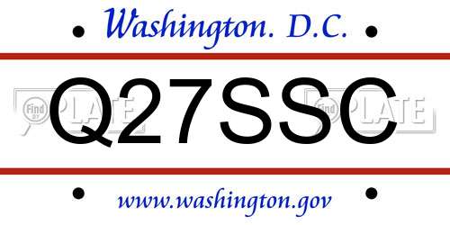 Q27SSC District Of Columbia License Plate