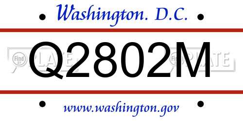 Q2802M District Of Columbia License Plate