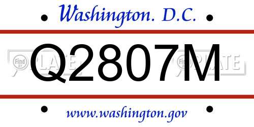 Q2807M District Of Columbia License Plate