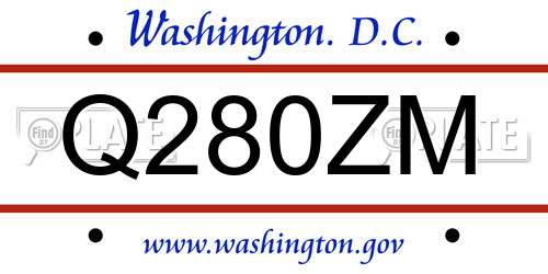 Q280ZM District Of Columbia License Plate