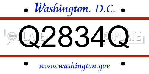 Q2834Q District Of Columbia License Plate