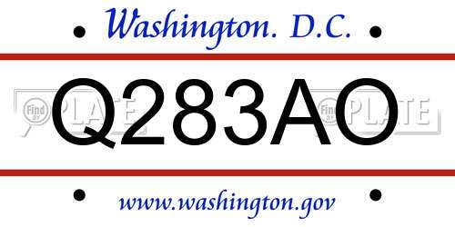 Q283AO District Of Columbia License Plate