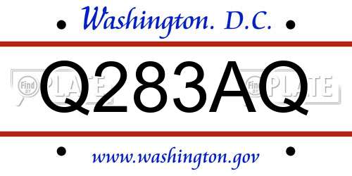Q283AQ District Of Columbia License Plate
