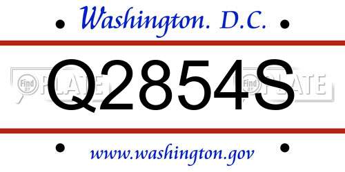 Q2854S District Of Columbia License Plate