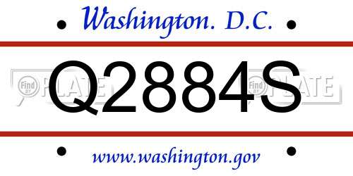 Q2884S District Of Columbia License Plate