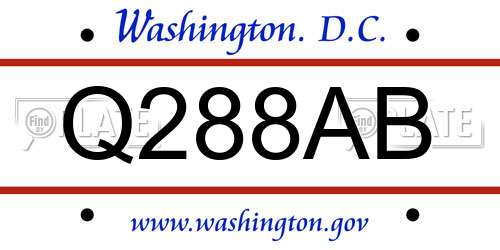 Q288AB District Of Columbia License Plate