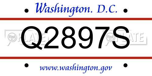 Q2897S District Of Columbia License Plate