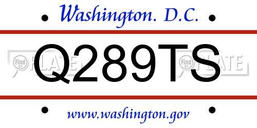 Q289TS District Of Columbia License Plate