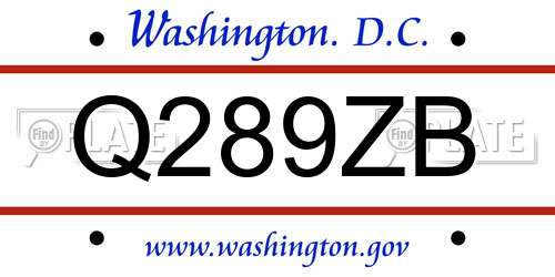 Q289ZB District Of Columbia License Plate