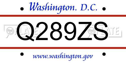 Q289ZS District Of Columbia License Plate