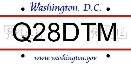 Q28DTM District Of Columbia License Plate