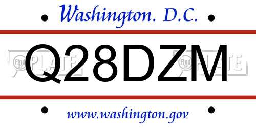 Q28DZM District Of Columbia License Plate