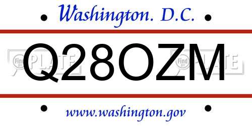 Q28OZM District Of Columbia License Plate