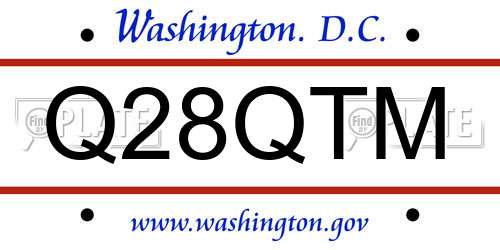 Q28QTM District Of Columbia License Plate