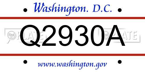 Q2930A District Of Columbia License Plate