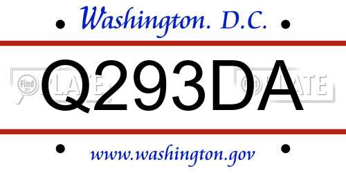 Q293DA District Of Columbia License Plate
