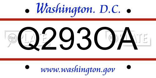Q293OA District Of Columbia License Plate