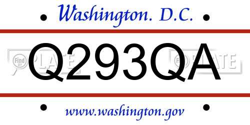 Q293QA District Of Columbia License Plate