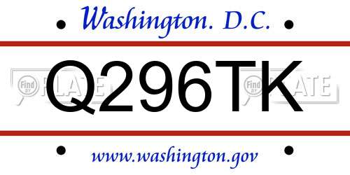 Q296TK District Of Columbia License Plate